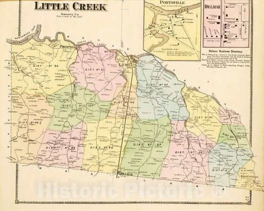 Historic Map : 1868 Little Creek. - Vintage Wall Art