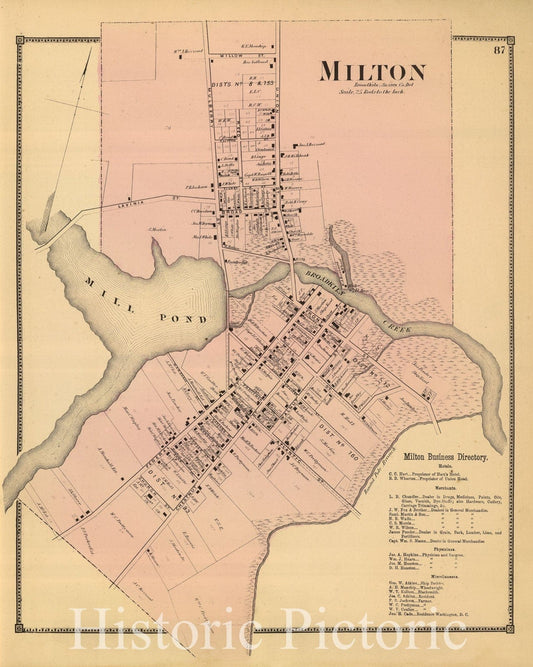 Milton, Sussex County, Delaware 1868 Historical Map Print