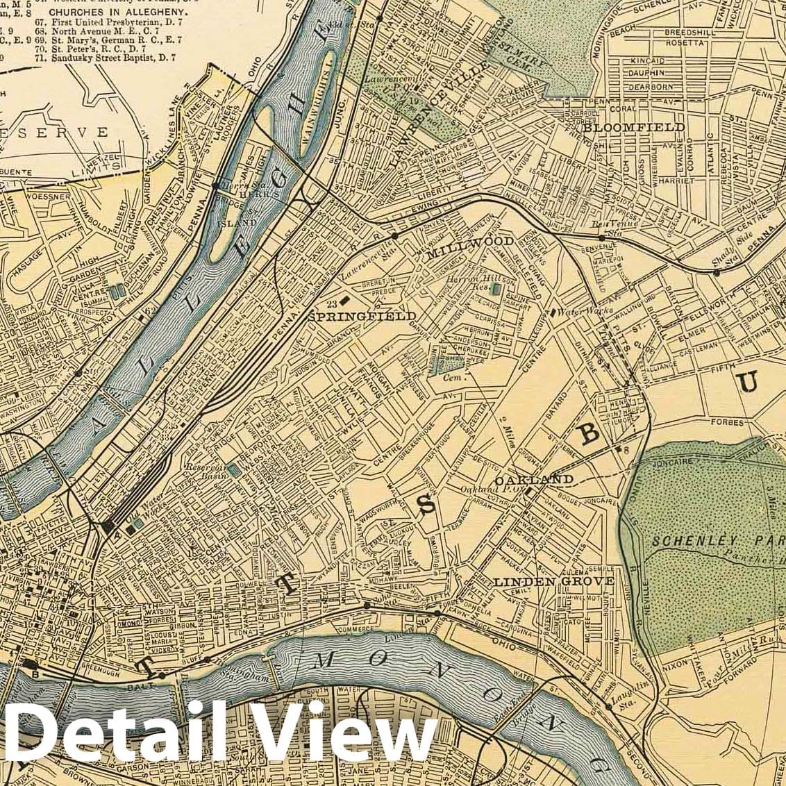 Pittsburgh and Allegheny, Pennsylvania - Railroad Map, 1891