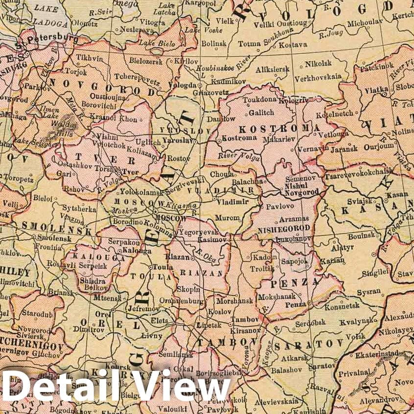 Russia, 1883 - Historical Map Print from Cram's Family Atlas