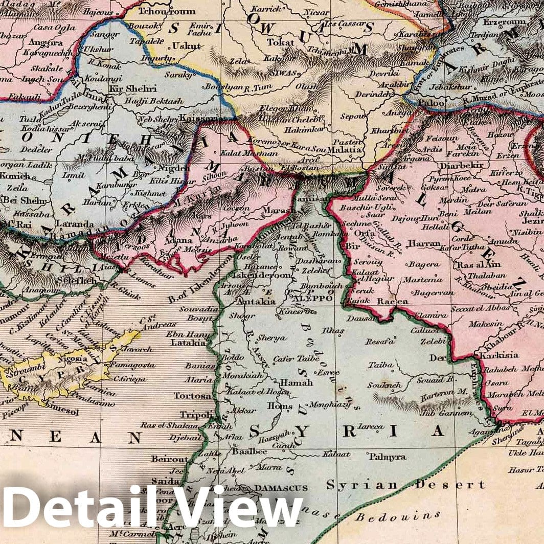 Turkey in Asia - River Map, 1832 - Historical Map Reproduction