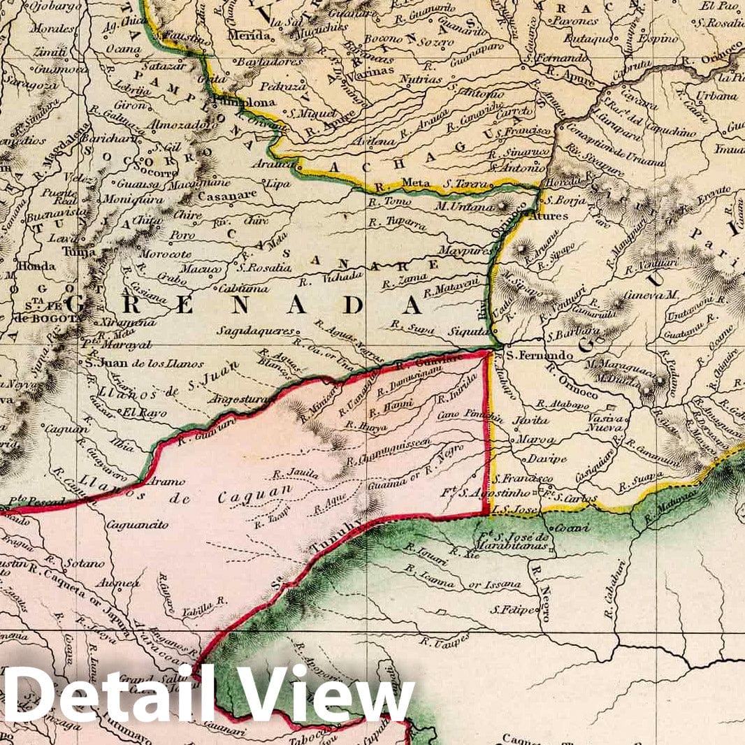 Colombia - River Map, 1832 - Historical Map Print