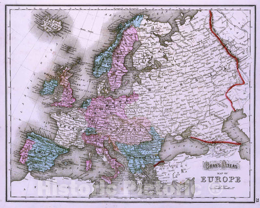 Historic Map : 1873 Europe. v1 - Vintage Wall Art
