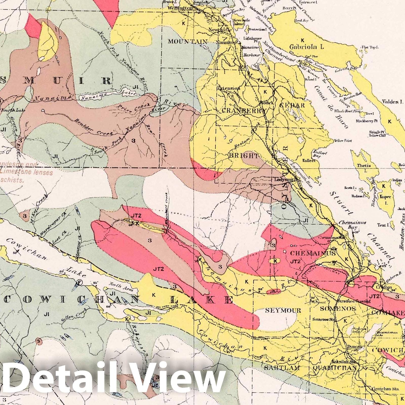 Southern Vancouver Island, British Columbia Coal Resources - 1913 Geological Map Print