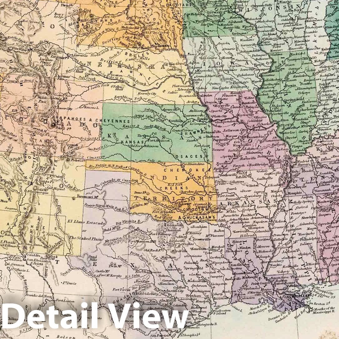 The United States of North America - Geologic Map, 1865 - Historical Map Print