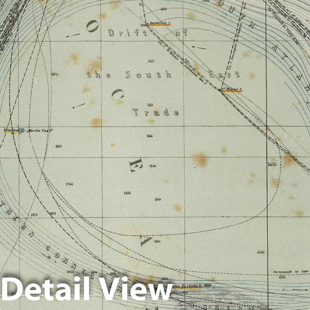South Atlantic Ocean - Nautical Chart, 1882 - Historical Map Print