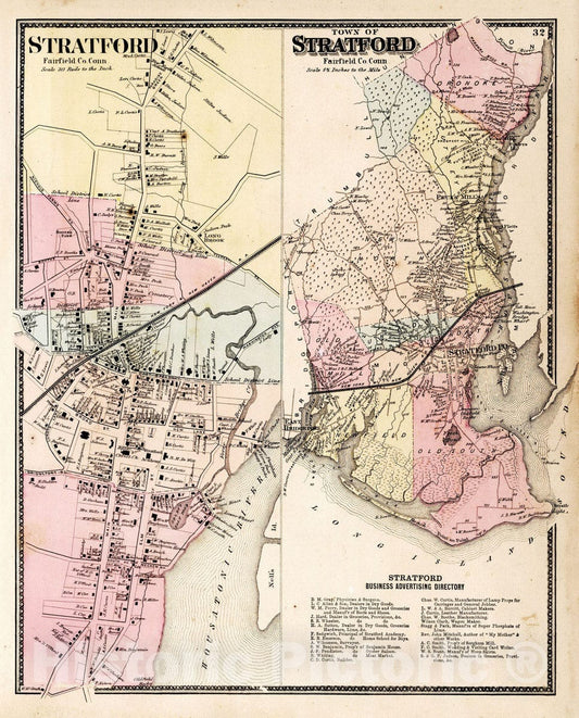 Stratford, Fairfield County, Connecticut - Property Map, 1867