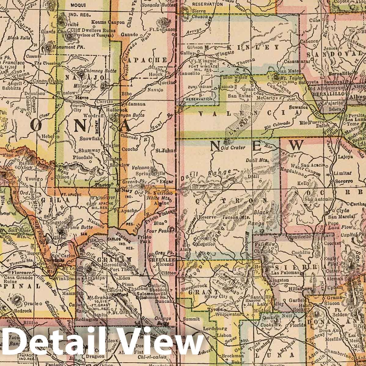 Arizona and New Mexico - Road Map, 1927 - Historical Map Print