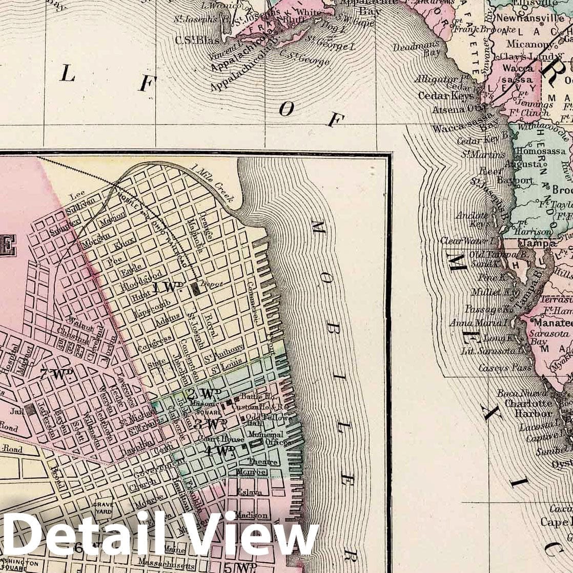 Florida - Railroad Map, 1877 - Historical Map Print