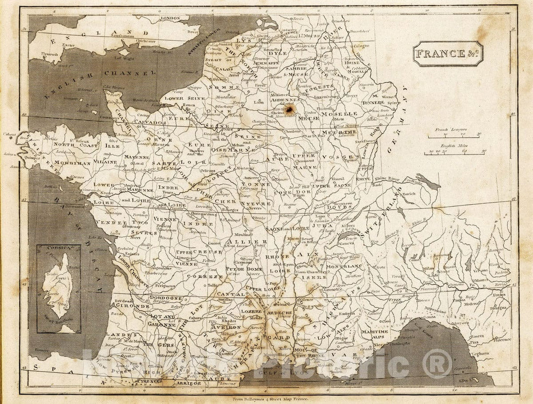 Historic Map : 1816 France - Vintage Wall Art