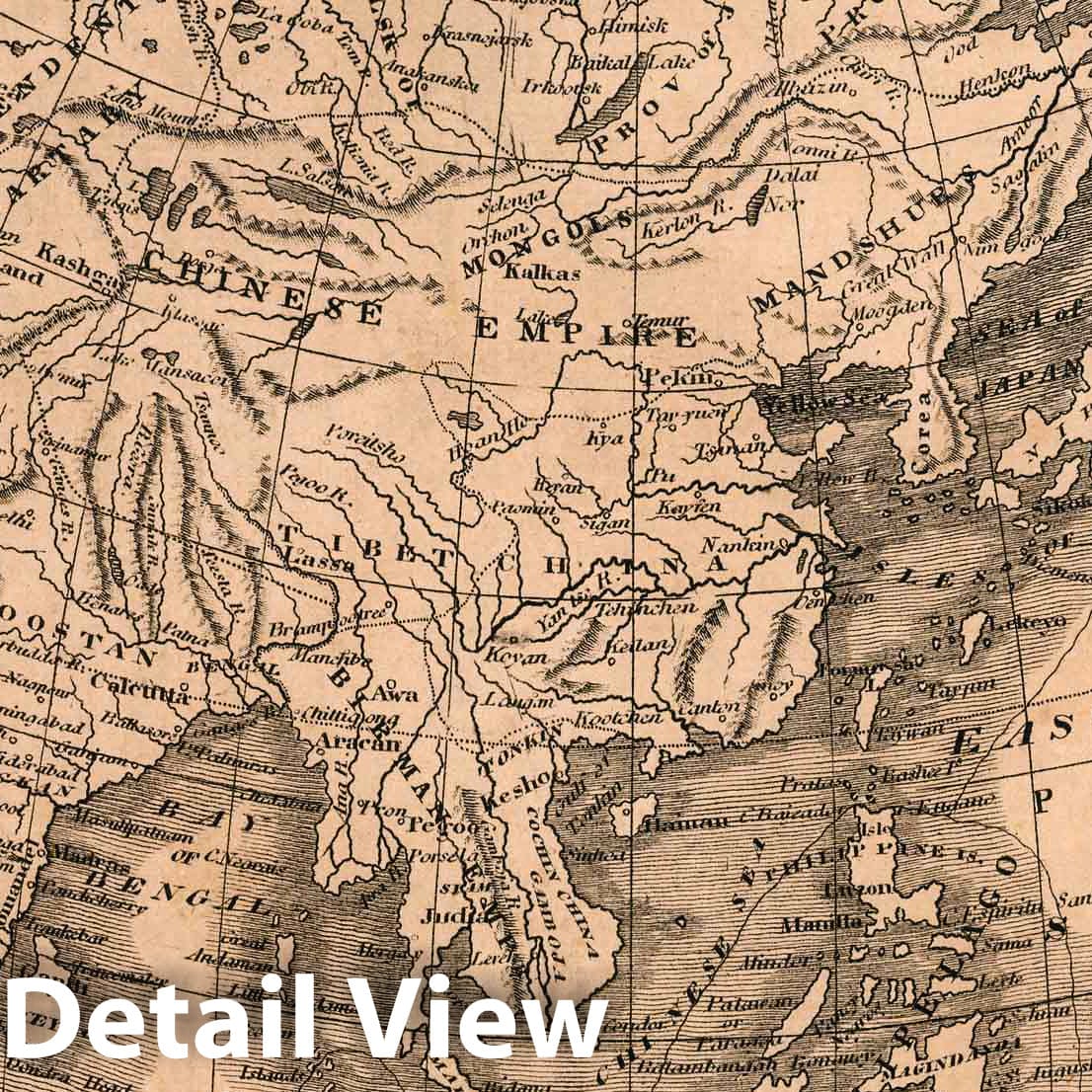 Asia - River Map, 1822 - Historical Map Print