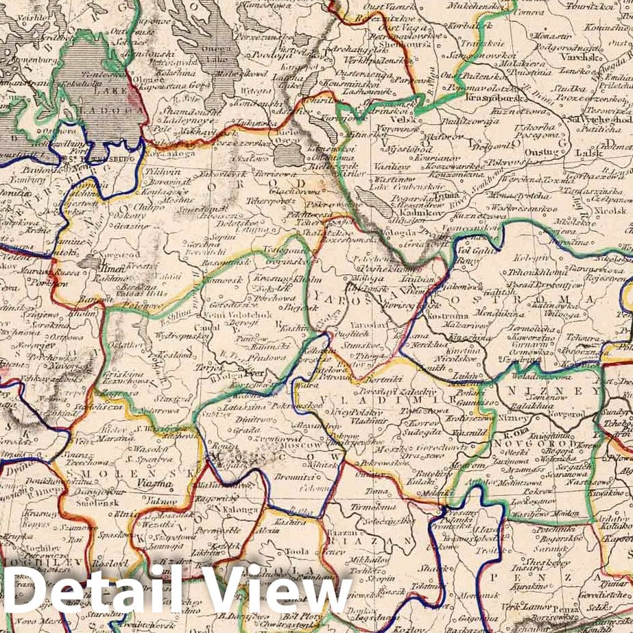 Russia in Europe - River Map, 1848 - Historical Map Reproduction