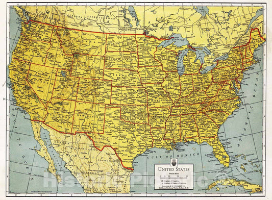Historic Map : 1943 United States - Vintage Wall Art
