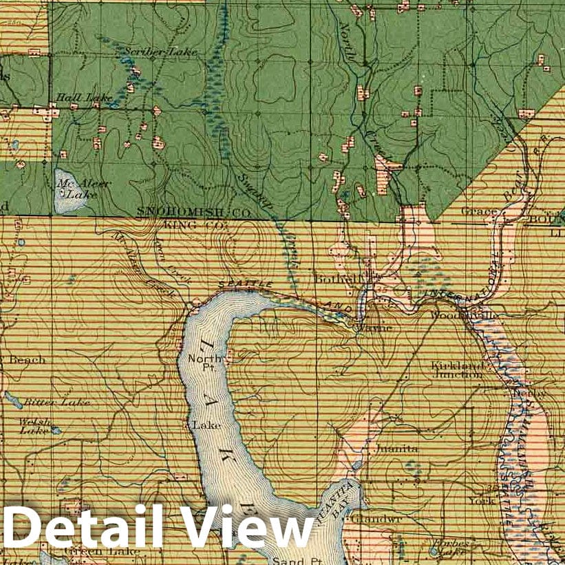 Seattle Quadrangle, Washington - Geologic Map, 1900 - Historical Map Print