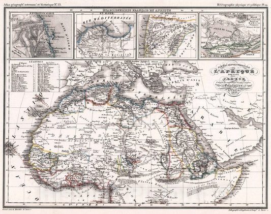 Historic Map : 1833 53. Partie Septentrionale de l'Afrique. - Vintage Wall Art