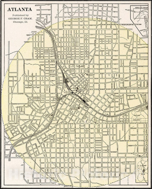 Historic Map : 1901 Atlanta - Vintage Wall Art