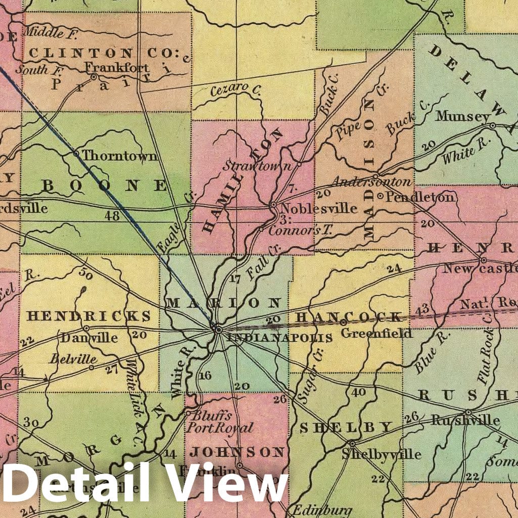 Indiana - Nautical Chart, 1836 - Tanner's Universal Atlas Historical Map Print
