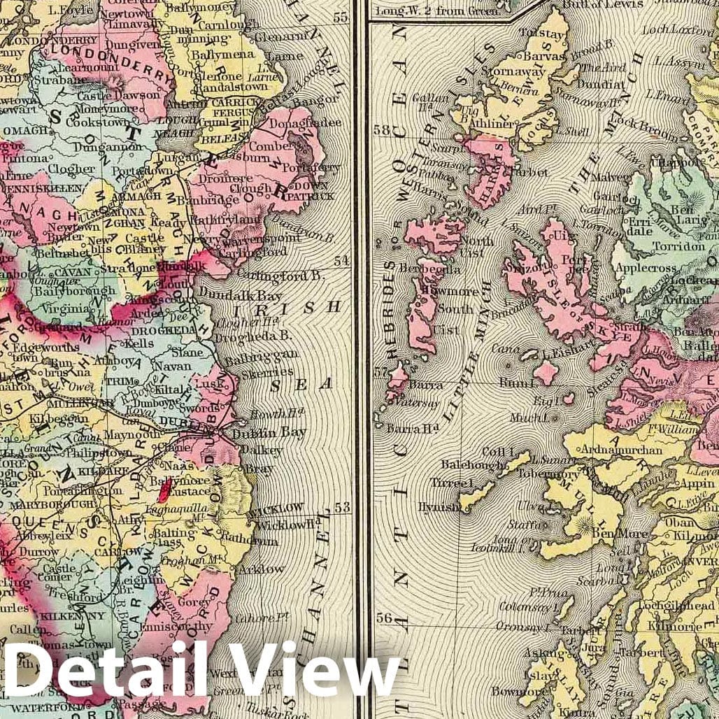 Scotland and Ireland, 1860 - Historical Map Print