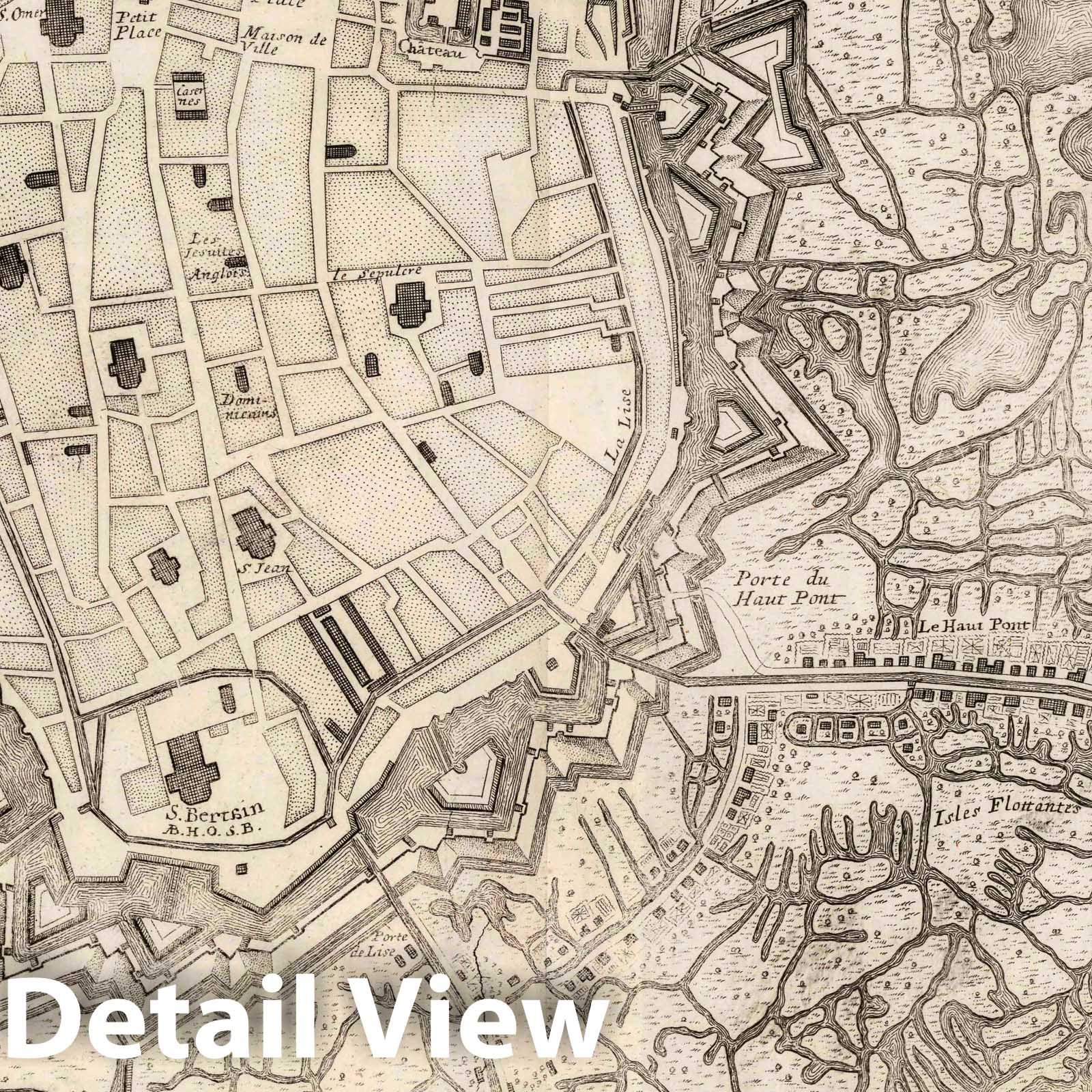 Saint-Omer, France Military Plan 1710 - Historical Map Print