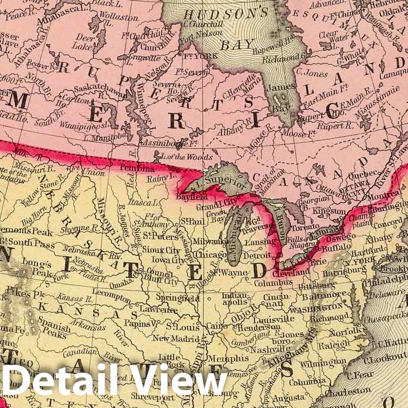 Map of North America with Polar Discoveries, 1860 - Historical Map Print