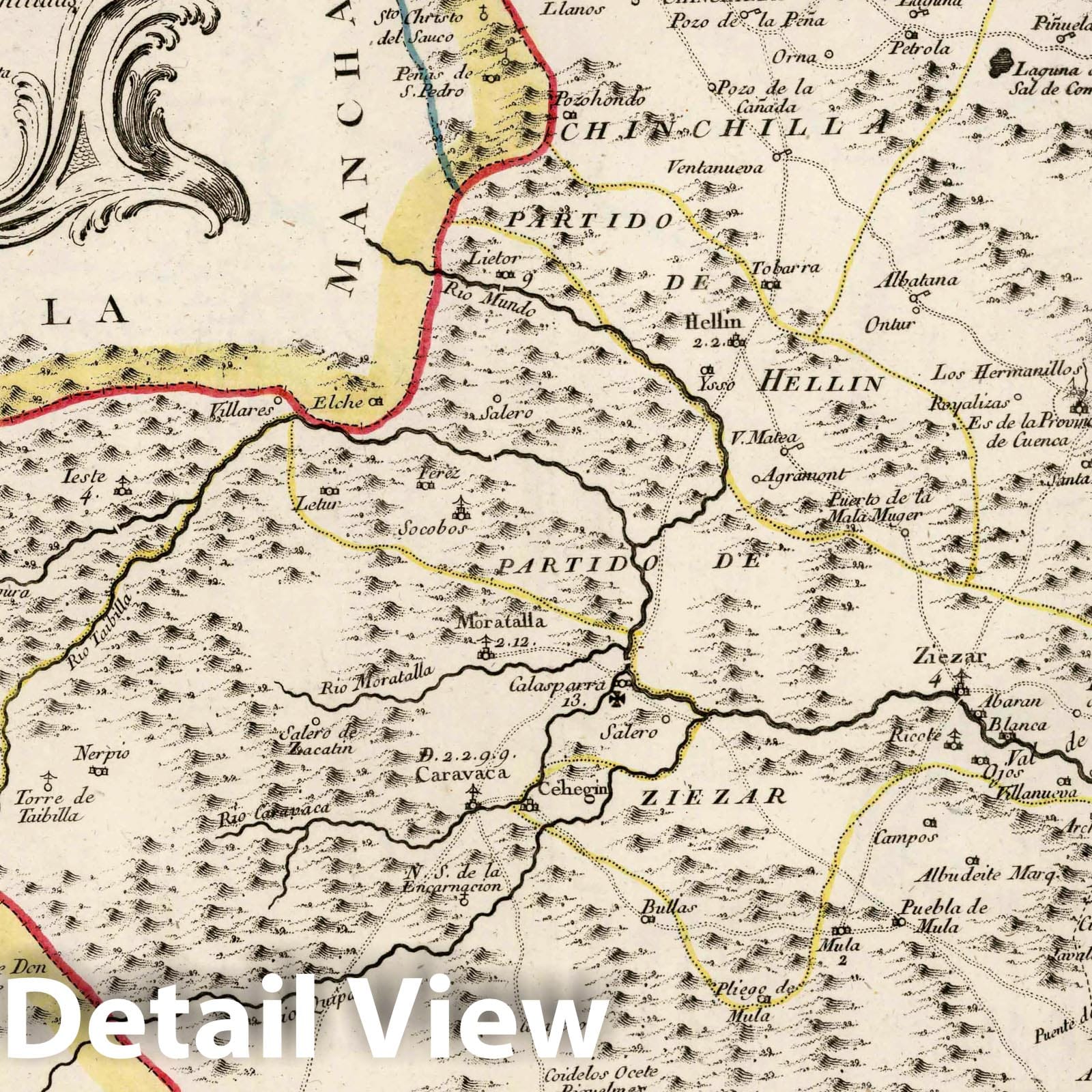 Murcia, Spain - Road Map, 1768 - Tomás López Historical Map Print