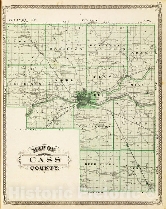 Historic Map : 1876 Map of Cass County. - Vintage Wall Art