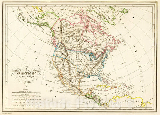 Historic Map : 1837 Amerique Septentrionale. v2 - Vintage Wall Art