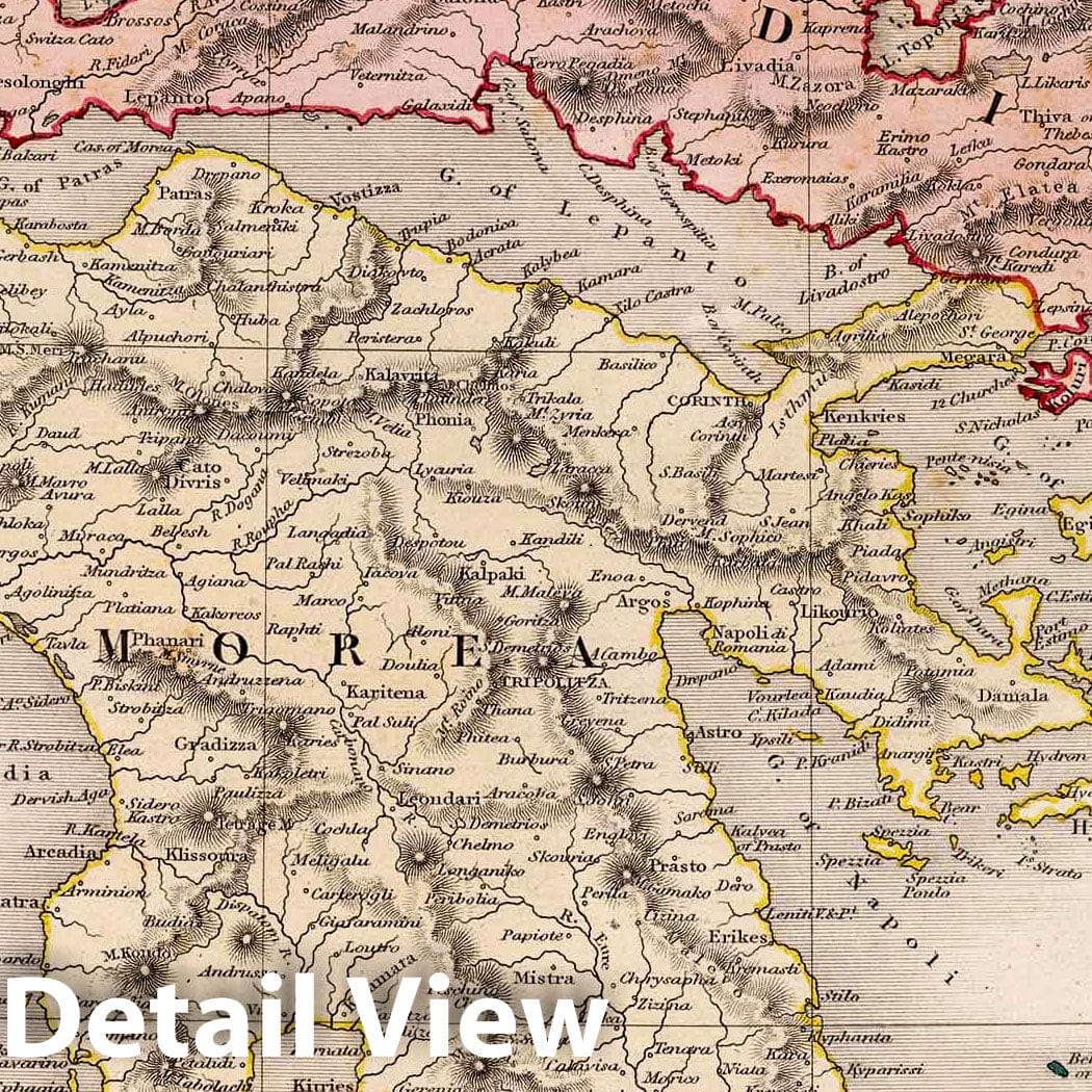 Greece - River Map, 1832 - Historical Map Print