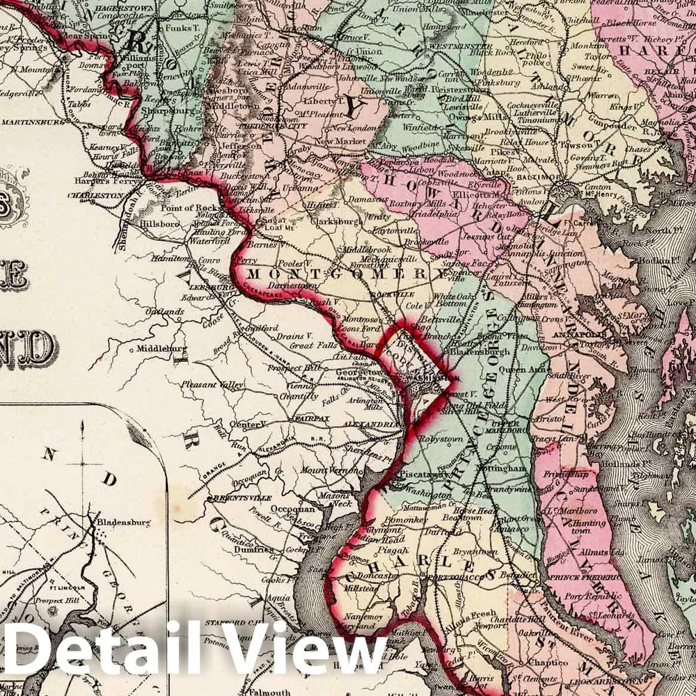 Historic Wall Map : 1873 Delaware and Maryland. - Vintage Wall Art