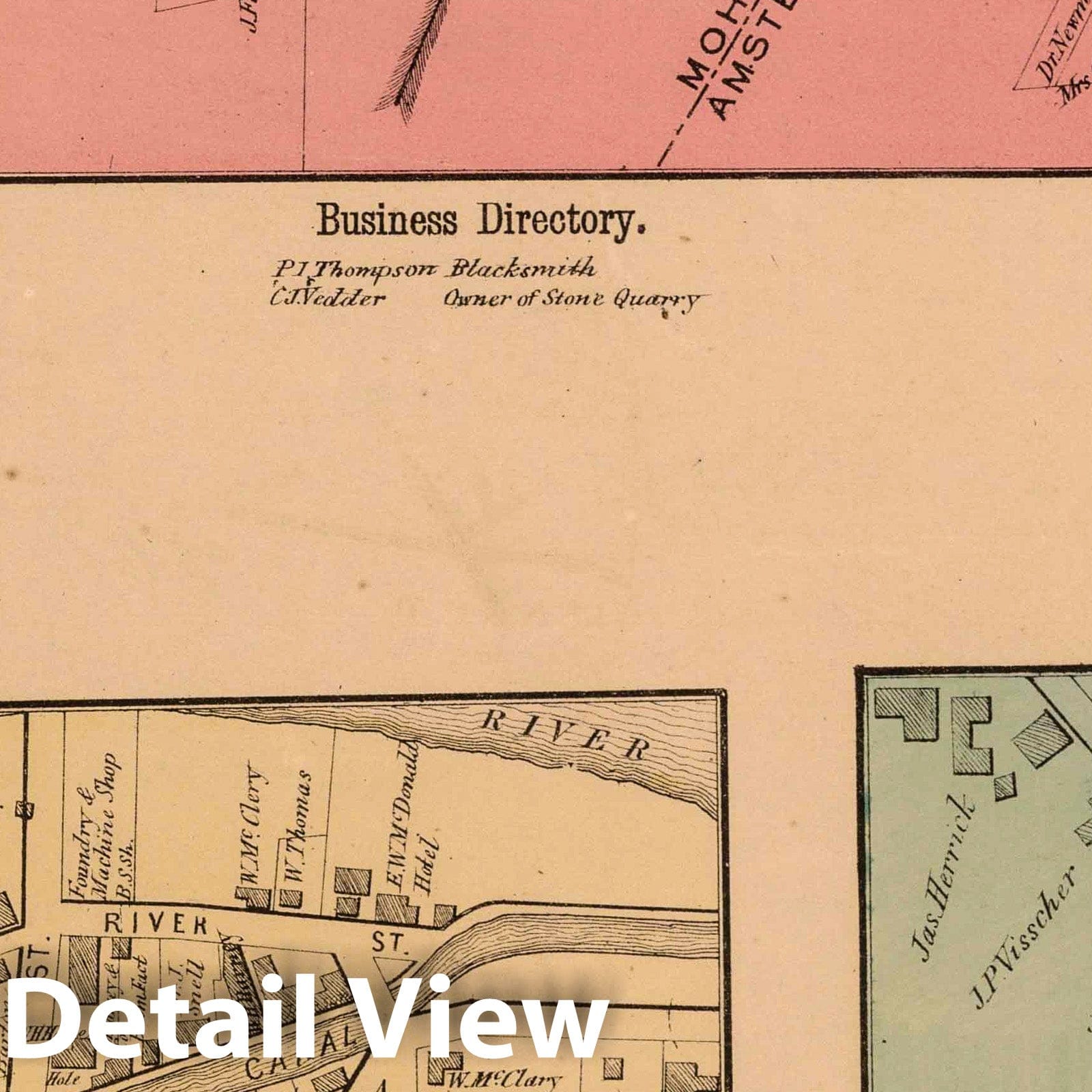 Tribes Hill, Port Jackson, and Minaville, New York - Property Map, 1868