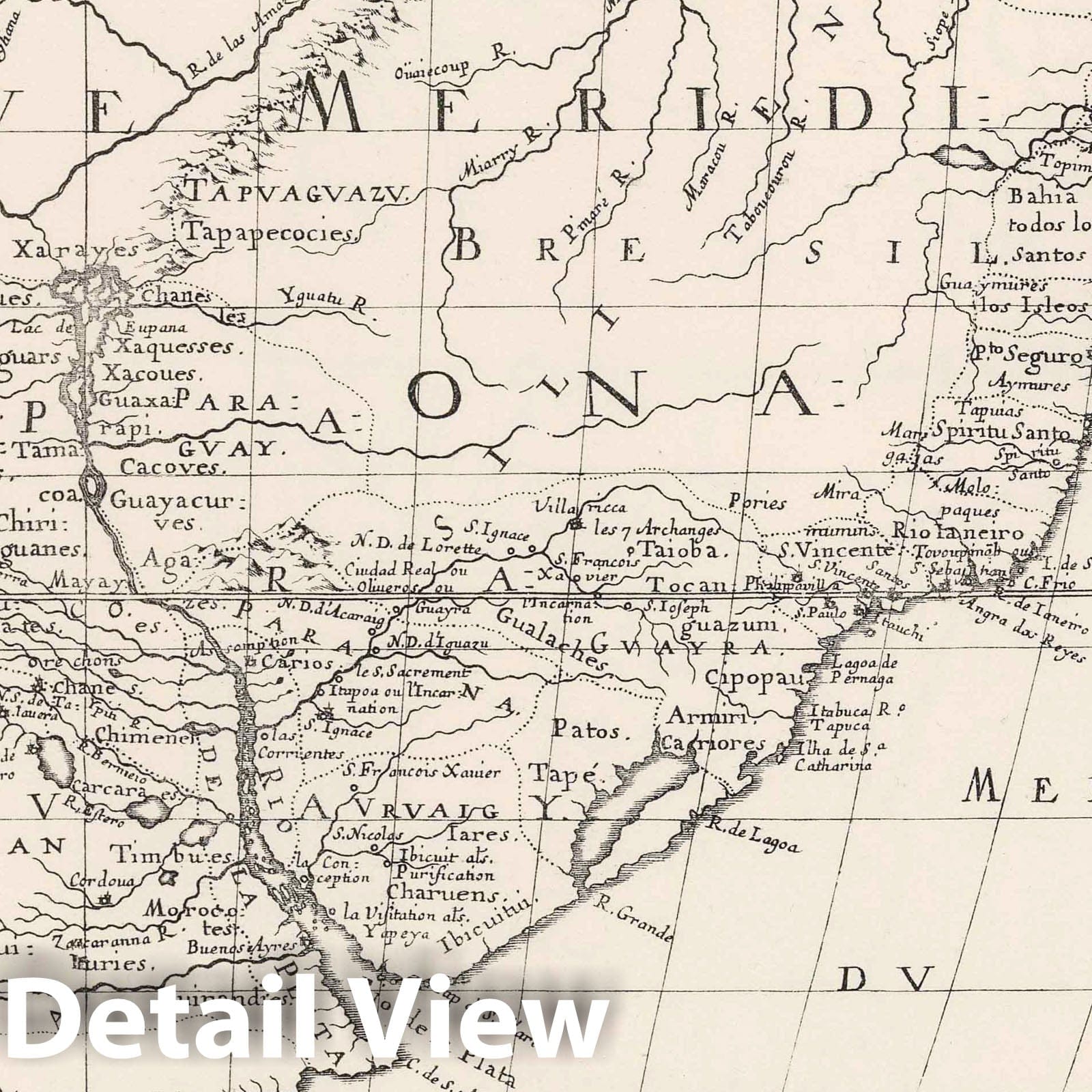 Orinoco-Essequibo Region, Venezuela and Guyana - Route Map, 1650 - Historical Map Print