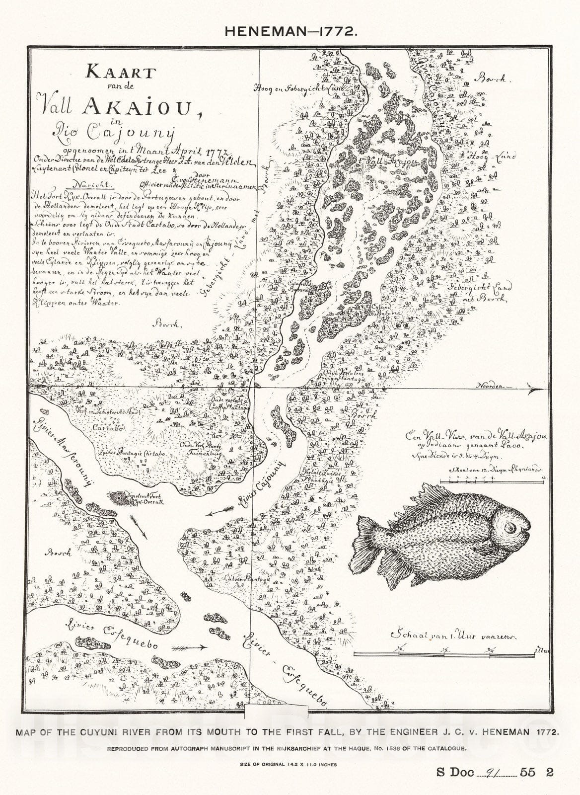 Historic Map : National Atlas - 1772 Mouth of the Cuyuni by Heneman. - Vintage Wall Art