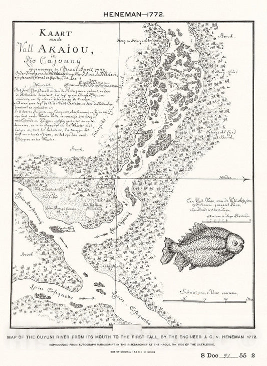 Historic Map : National Atlas - 1772 Mouth of the Cuyuni by Heneman. - Vintage Wall Art