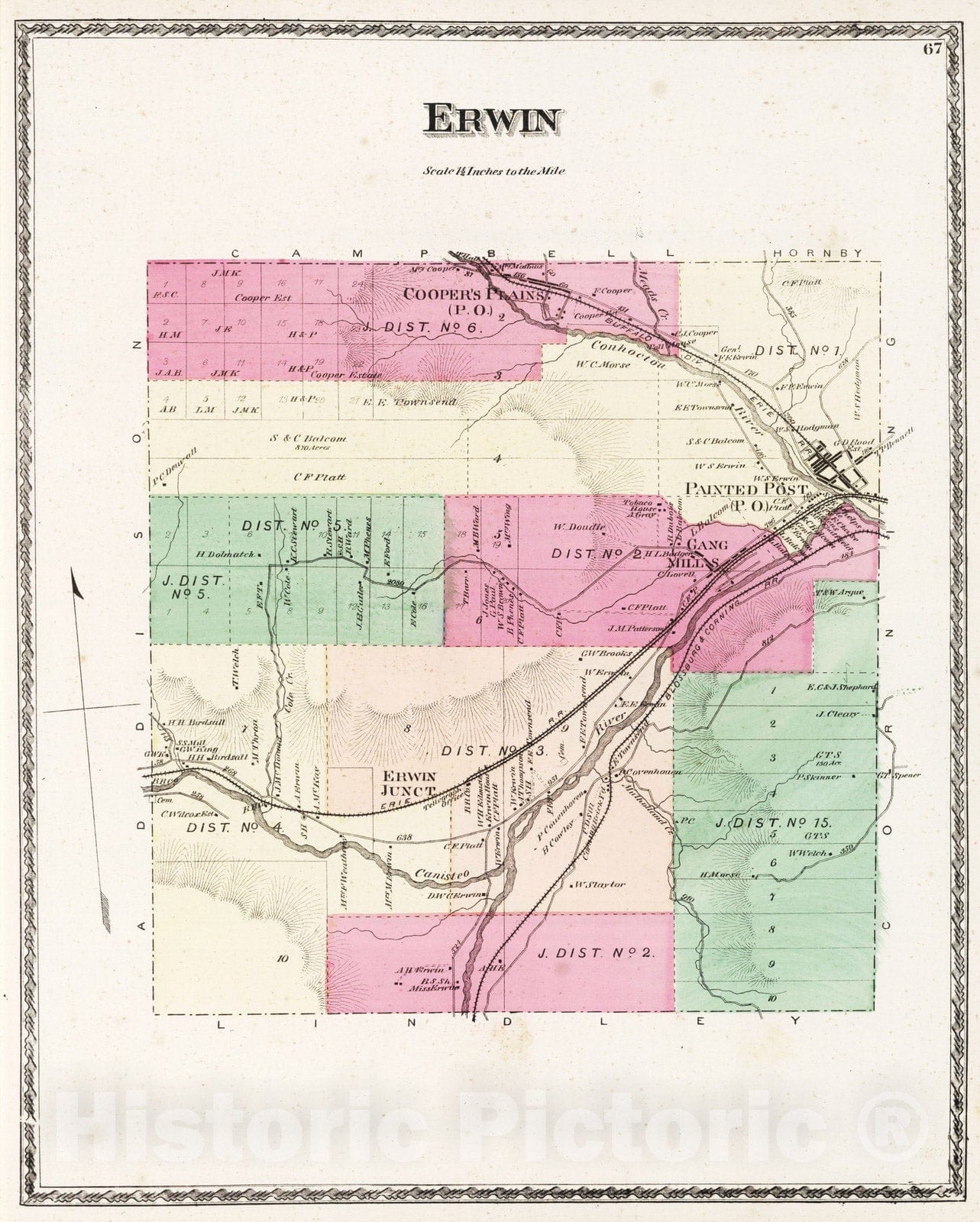 Historic Map : 1873 Erwin. - Vintage Wall Art
