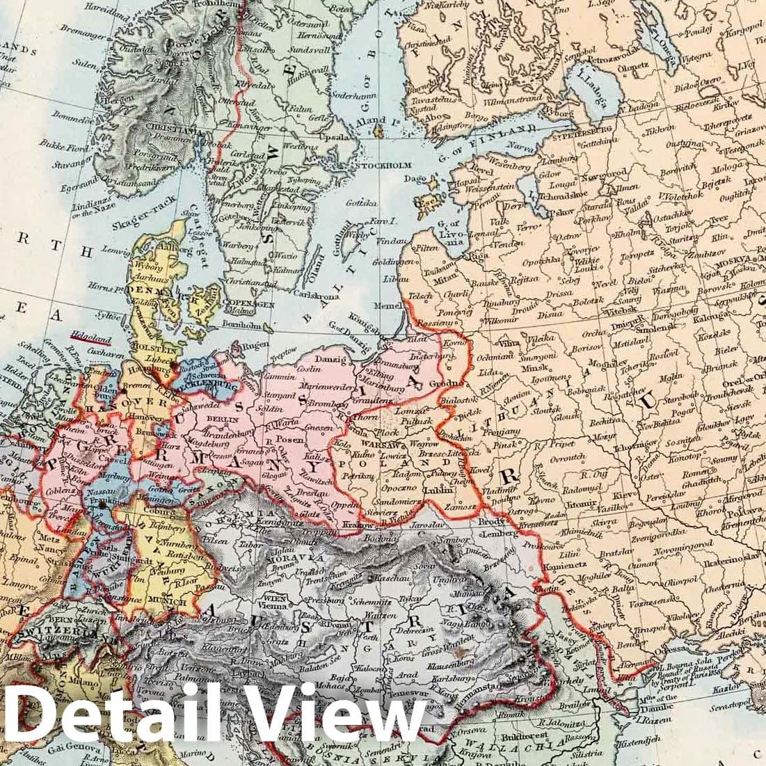 Europe - Geologic Map, 1865 - Historical Map Reproduction