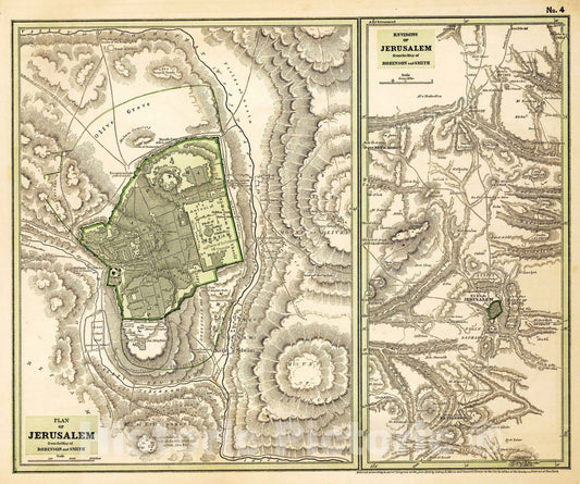 Historic Wall Map : Religious Atlas - 1844 No. 4: Plan of Jerusalem - Vintage Wall Art
