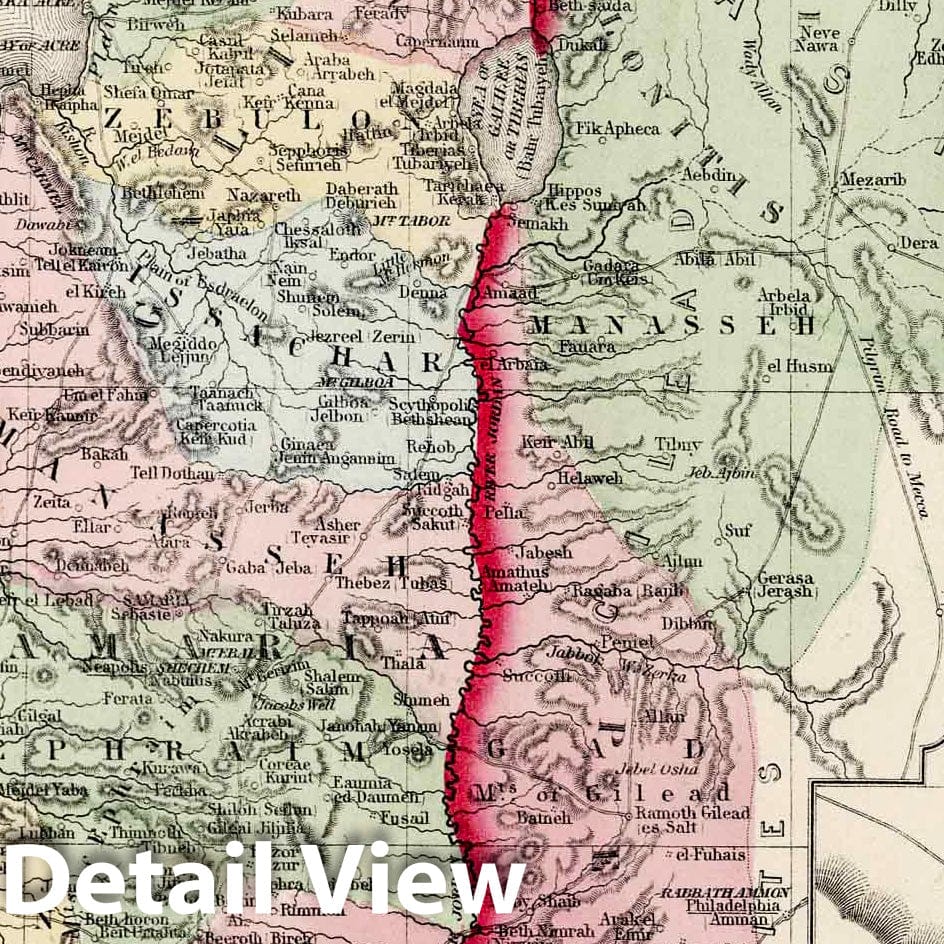 Palestine and the Holy Land - River Map, 1874 - Historical Map Print