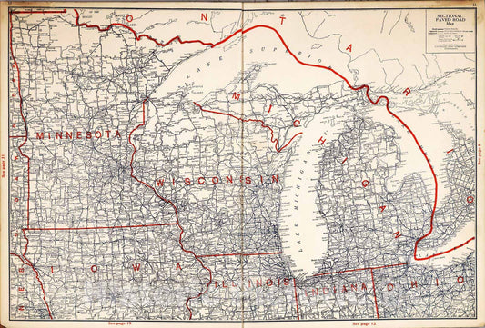 Historic Map : 1927 Sectional paved road map (Continues) v1 - Vintage Wall Art