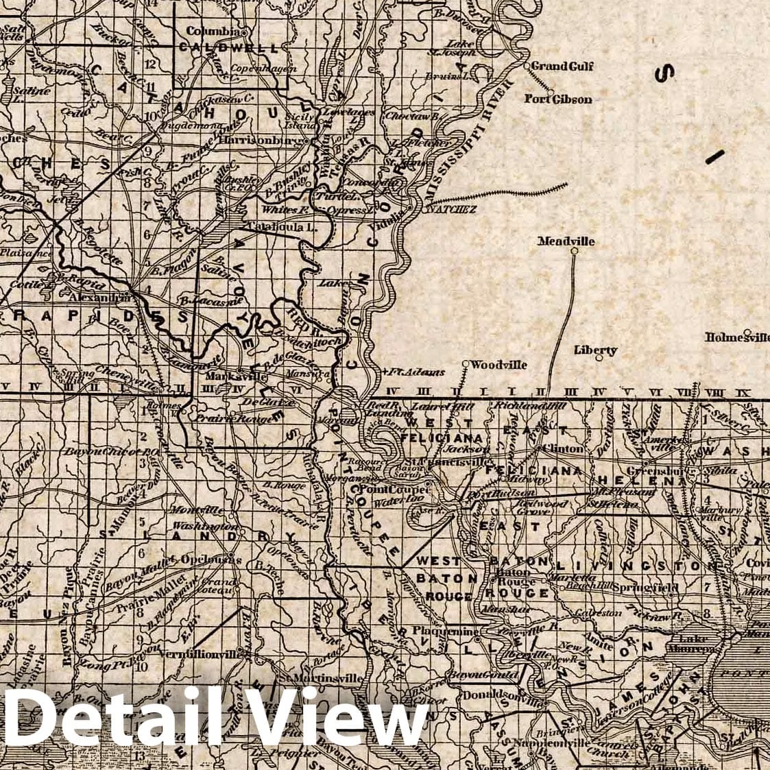 Louisiana - Railroad Map, 1842 - Historical Map Print