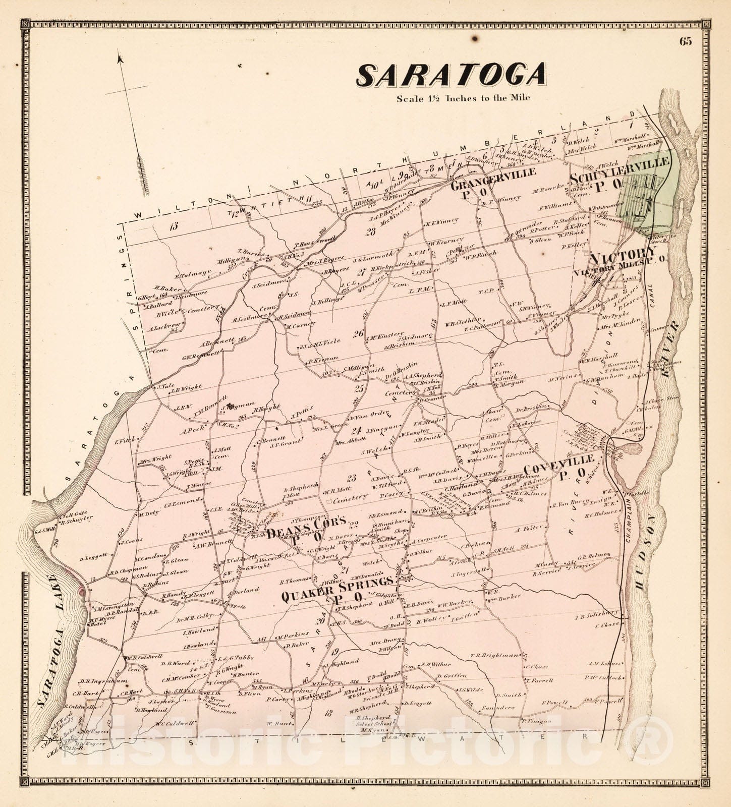 Saratoga - Property Map, 1866 - Historical Map Print