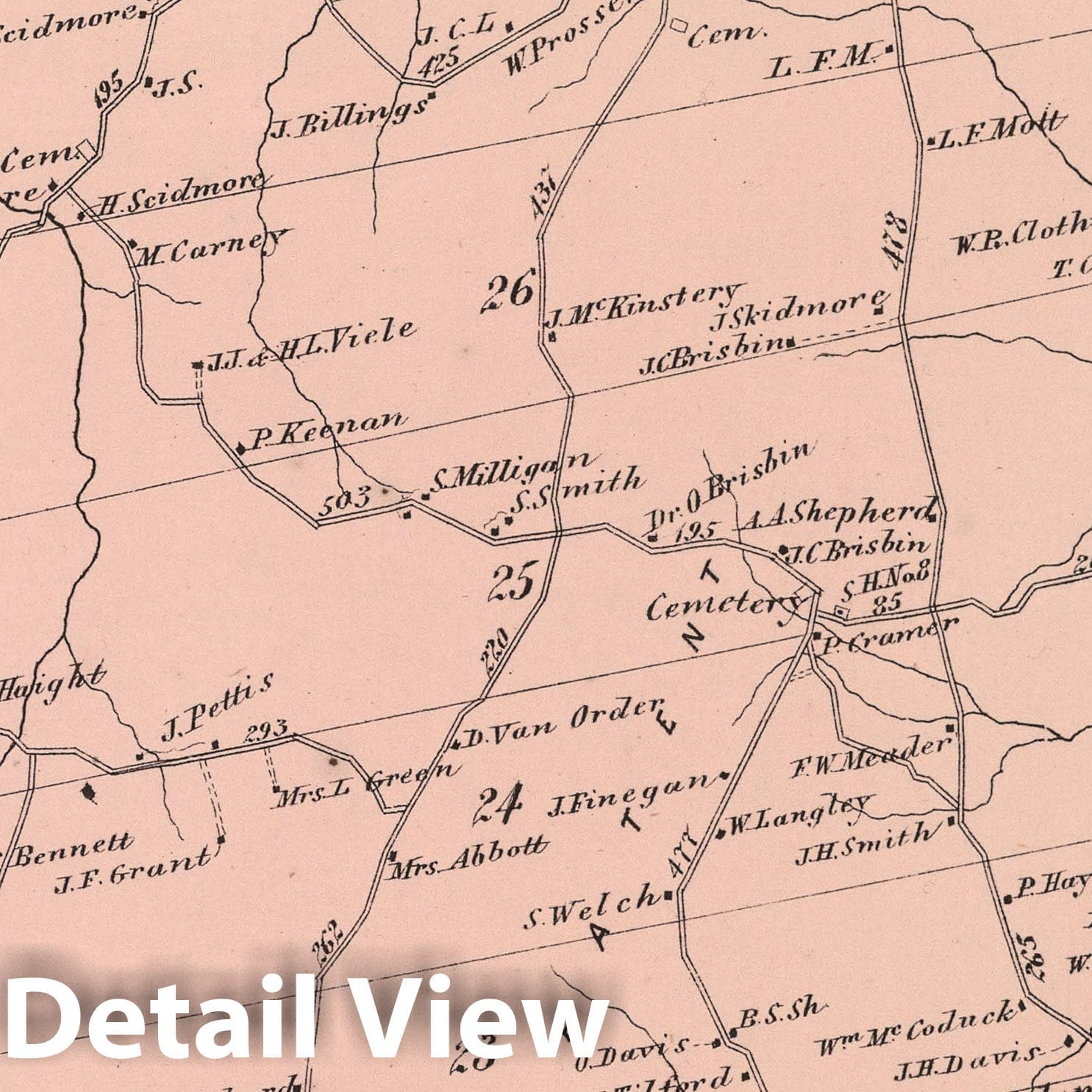 Saratoga - Property Map, 1866 - Historical Map Print