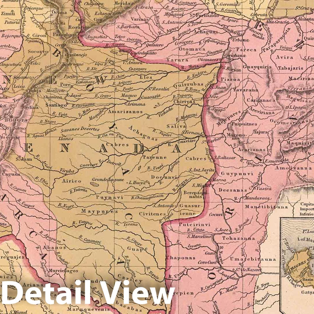 Venezuela, New Granada, and Ecuador, 1850 - Historical Map Print