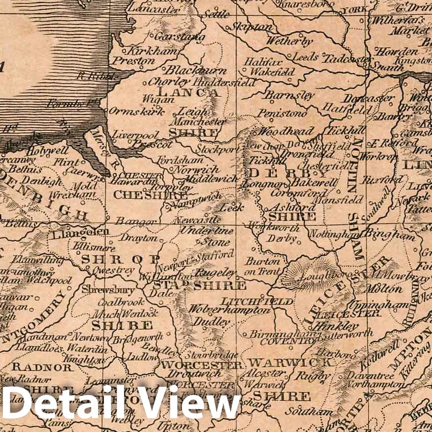 England and Wales - River Map, 1822 - Historical Map Print