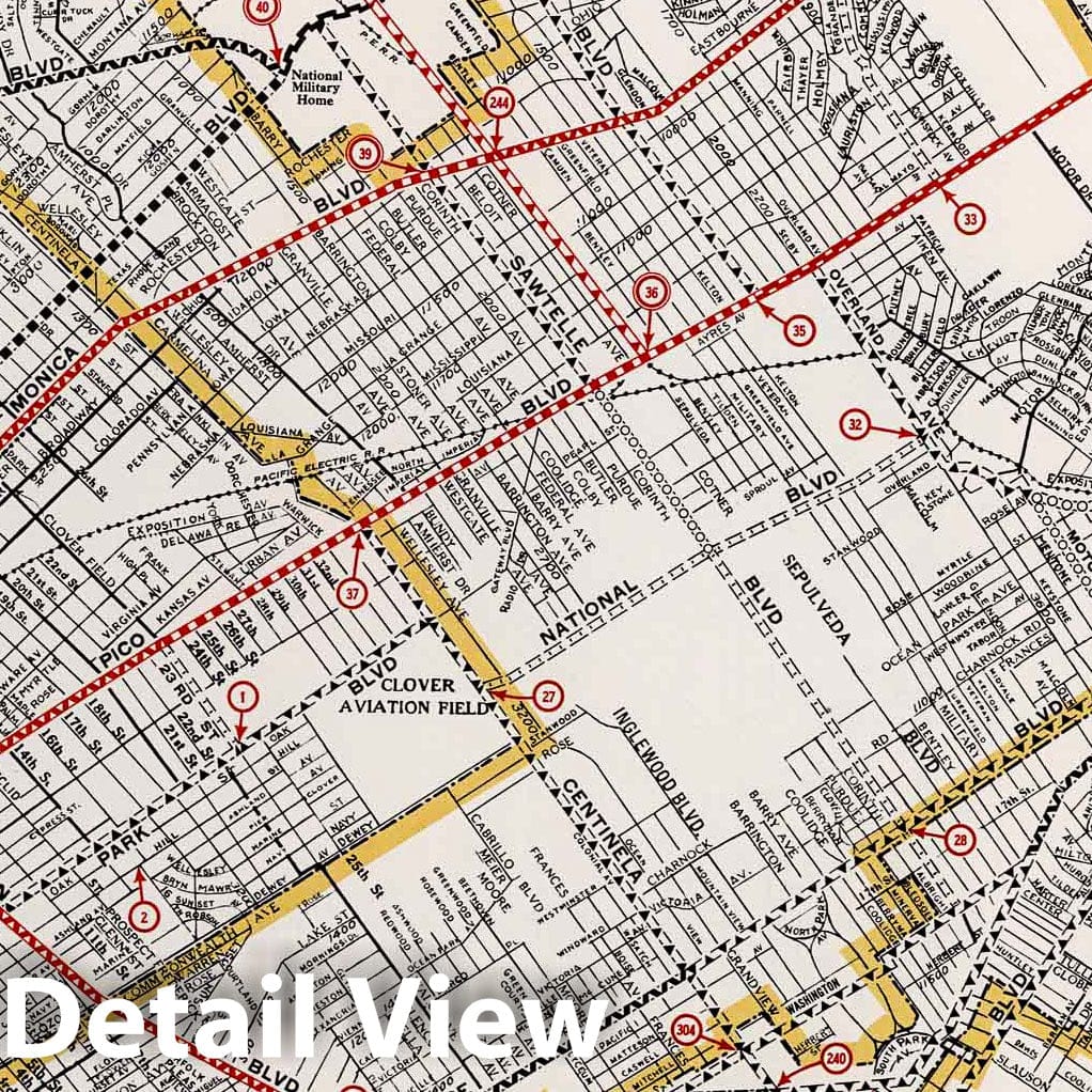 Los Angeles, California - West Central Section, 1935 - Historical Map Print