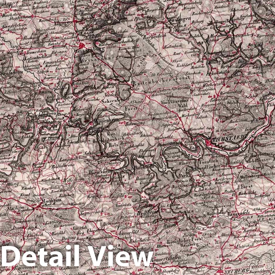 Historic Map : Germany, , Europe 1837 Ingolstadt , Vintage Wall Art