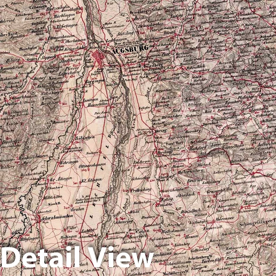 Württemberg, Baden, and Hohenzollern - Road Map, 1838 - Historical Map Reproduction