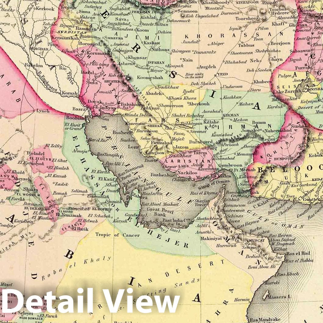 Persia, Arabia, Afghanistan & Balochistan - 1856 Historical Map Print