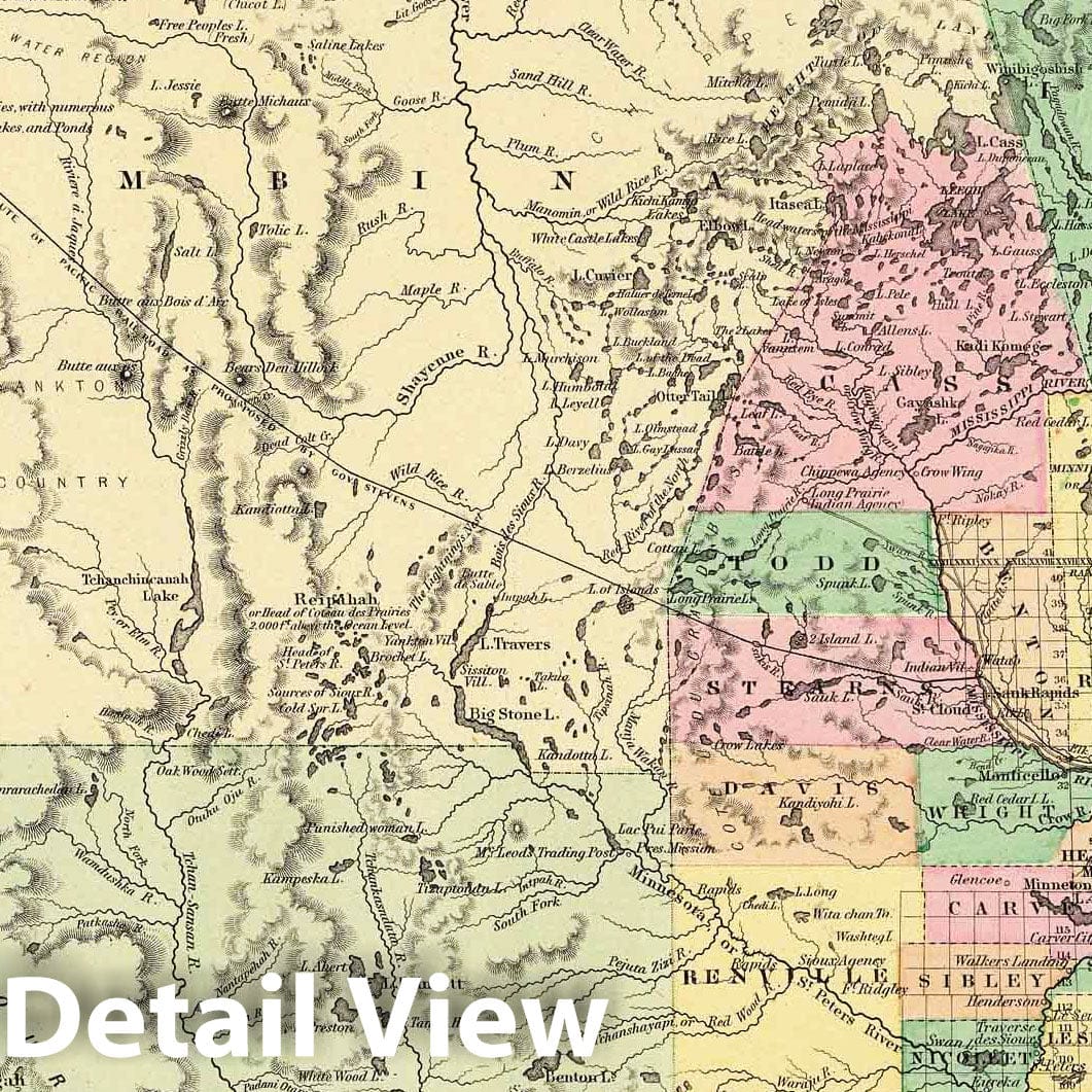 Minnesota - Railroad Map, 1856 - Historical Map Print