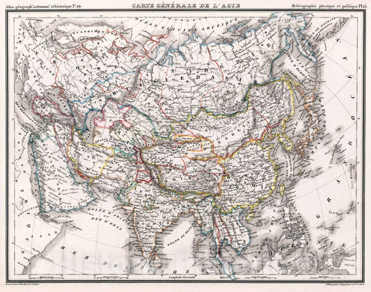 Historic Map : 1834 49. Carte Generale de l'Asie. - Vintage Wall Art