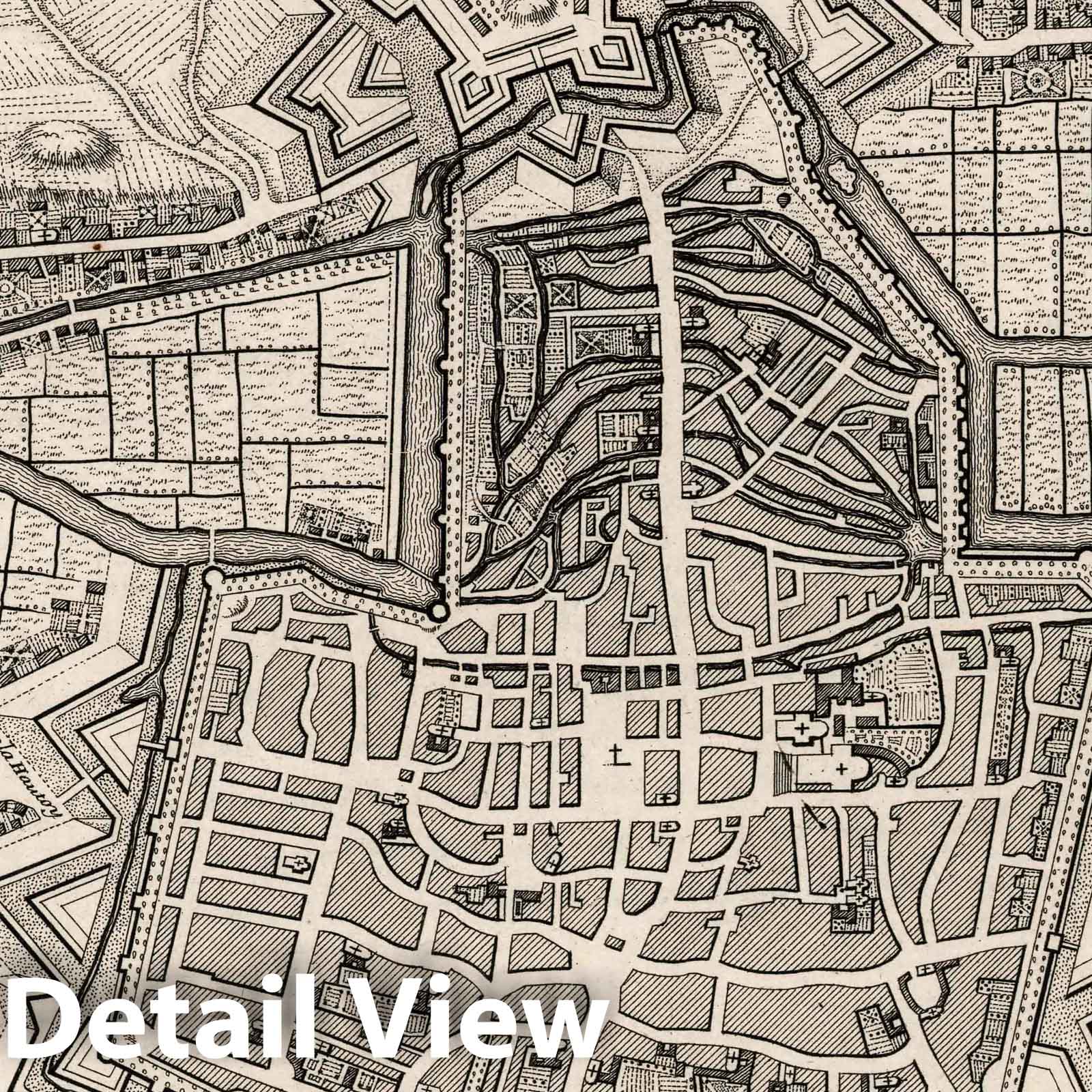 Amiens, France 1716 Historical City Plan & Citadel Map Print